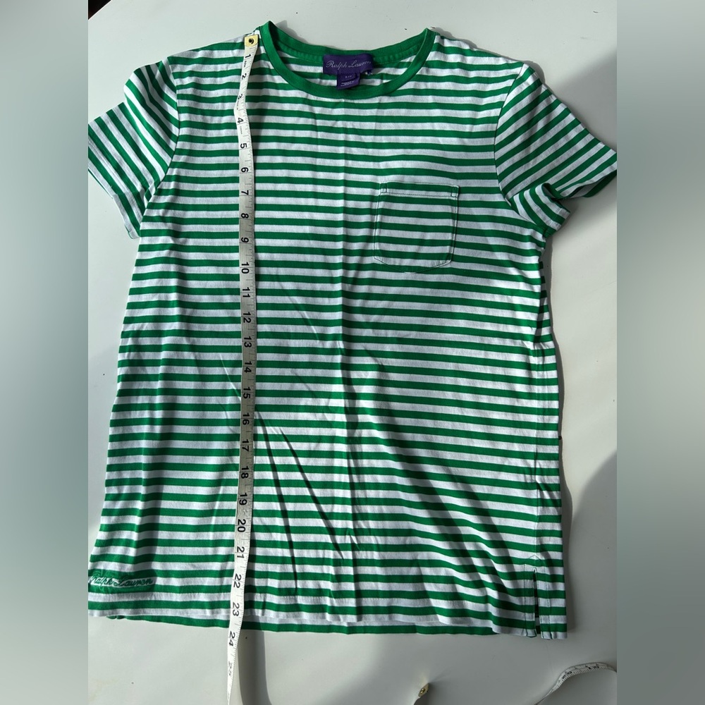 Green and white stripe Ralph Lauren tee